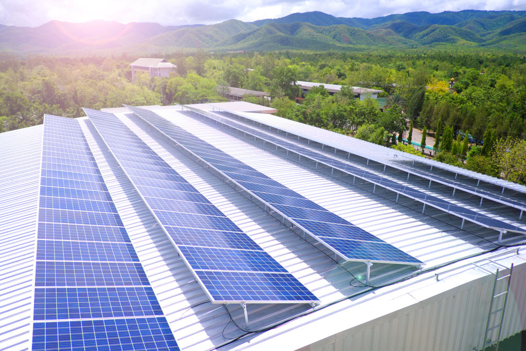 Residential solar panels on roof generating long-term savings
